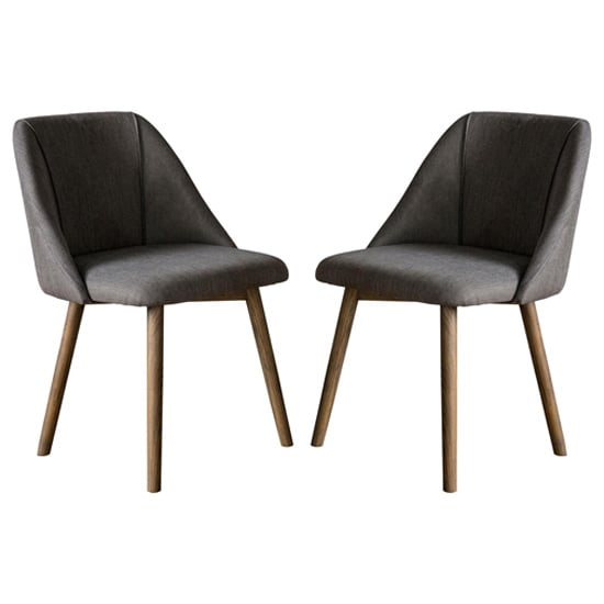 Read more about Elliata slate grey fabric dining chairs in a pair