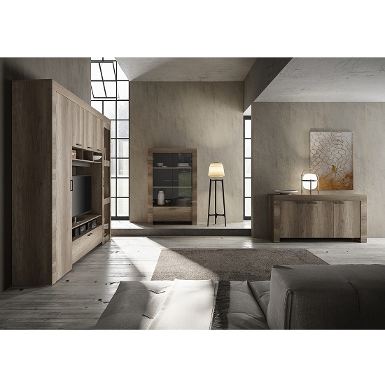 Ellie Wooden Display Cabinet In Canyon Oak With 2 Doors_3