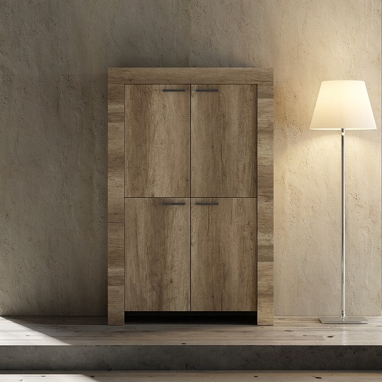 Photo of Ellie wooden storage cabinet in canyon oak with 4 doors