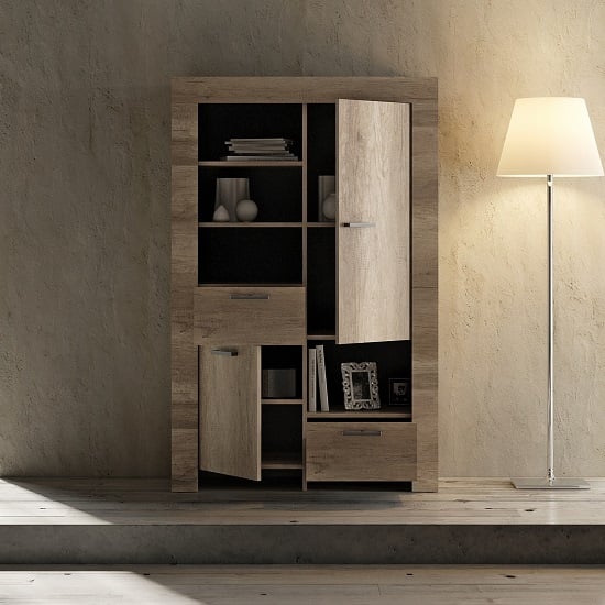 Ellie Wooden Display Cabinet In Canyon Oak With 2 Doors_2