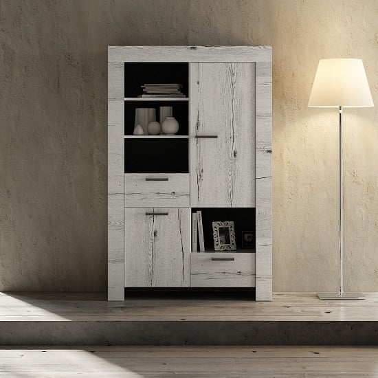 Ellie Wooden Display Cabinet In White Oak With 2 Doors