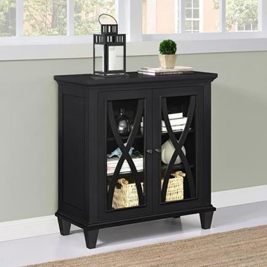Ealing Wooden Display Cabinet With 2 Doors In Black_2