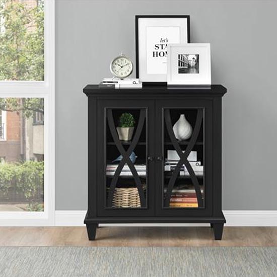 Read more about Ealing wooden display cabinet with 2 doors in black