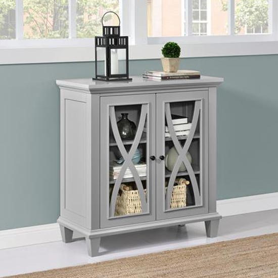 Ealing Wooden Display Cabinet With 2 Doors In Grey_2