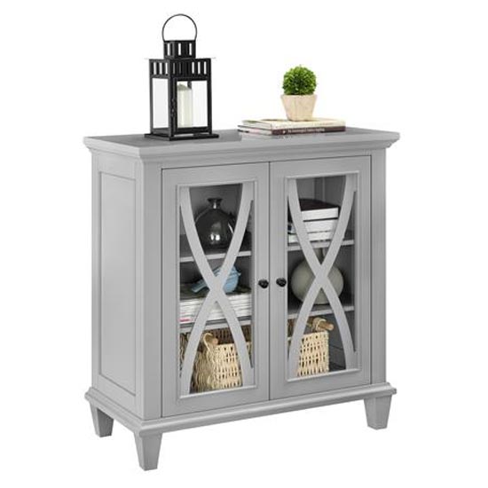 Ealing Wooden Display Cabinet With 2 Doors In Grey_3