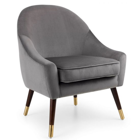 Edena Velvet Armchair In Grey