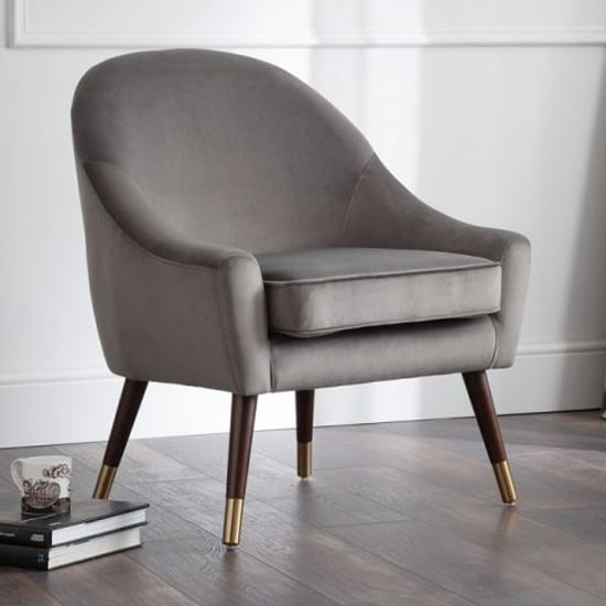 Product photograph of Edena Velvet Armchair In Grey from Furniture in Fashion