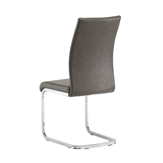 Ellis Dining Chair In Grey Faux Leather With Chrome Legs Furniture in