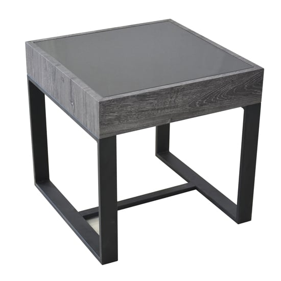 Photo of Ellis glass end table with natural black legs