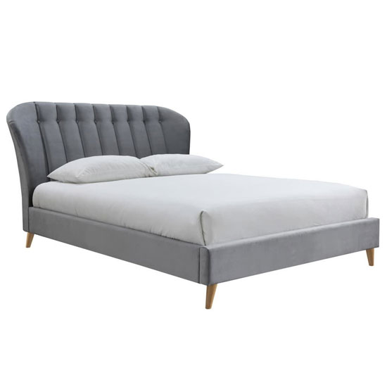 Elm Fabric Small Double Bed In Grey Velvet_3