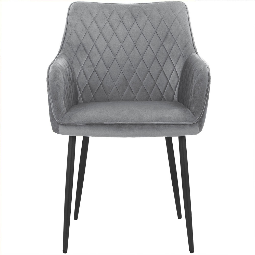 Elmaro Grey Velvet Dining Chairs in Pair