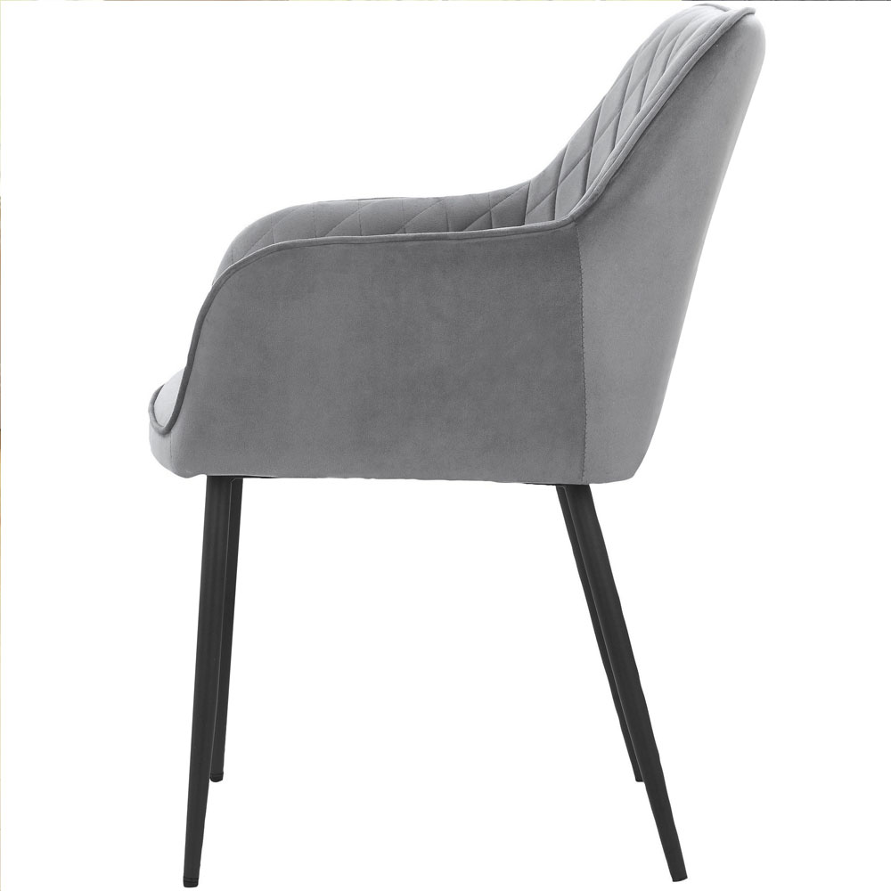 Elmaro Grey Velvet Dining Chairs in Pair