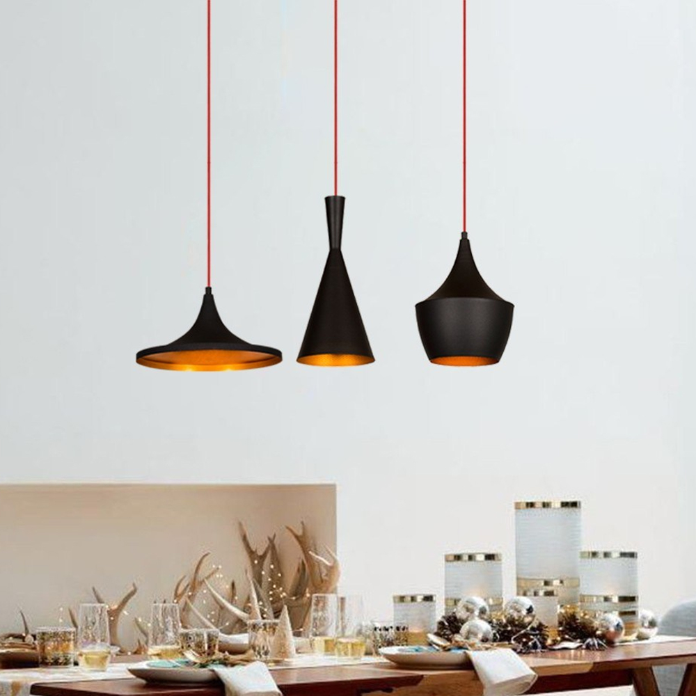 Elmas 3 Light Metal Ceiling Pendant Light in Black and Red