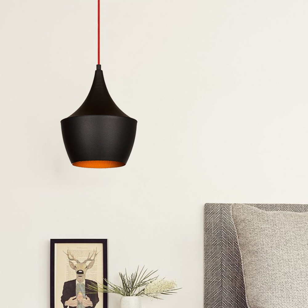 Elmas Metal Ceiling Pendant Light in Black and Red