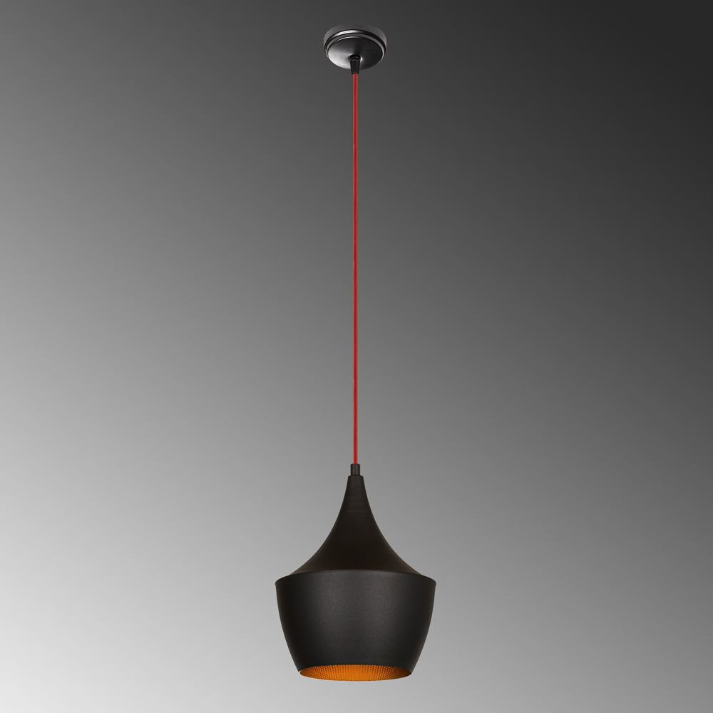Elmas Metal Ceiling Pendant Light in Black and Red