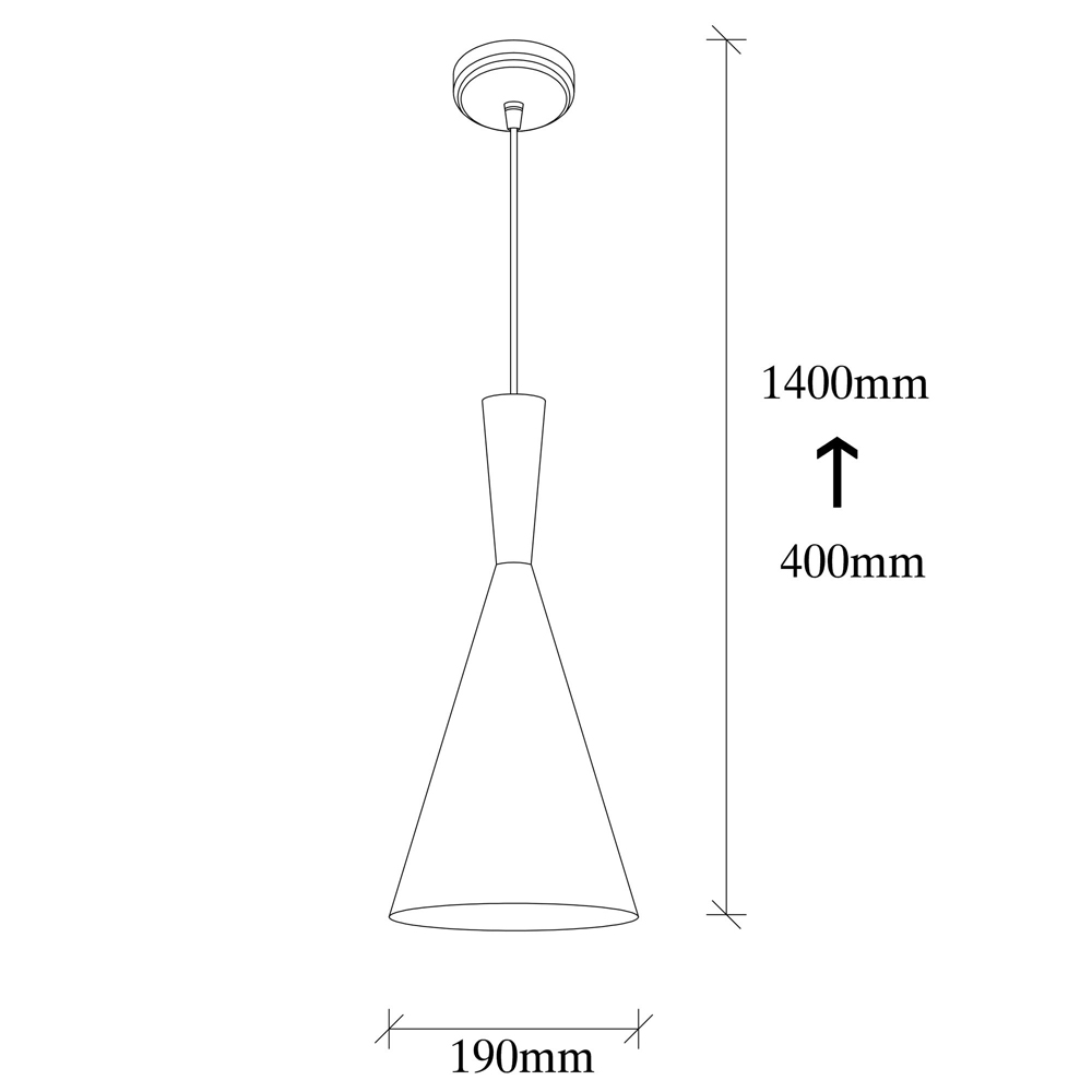 Elmas Metal Cone Pendant Light in Black and Red
