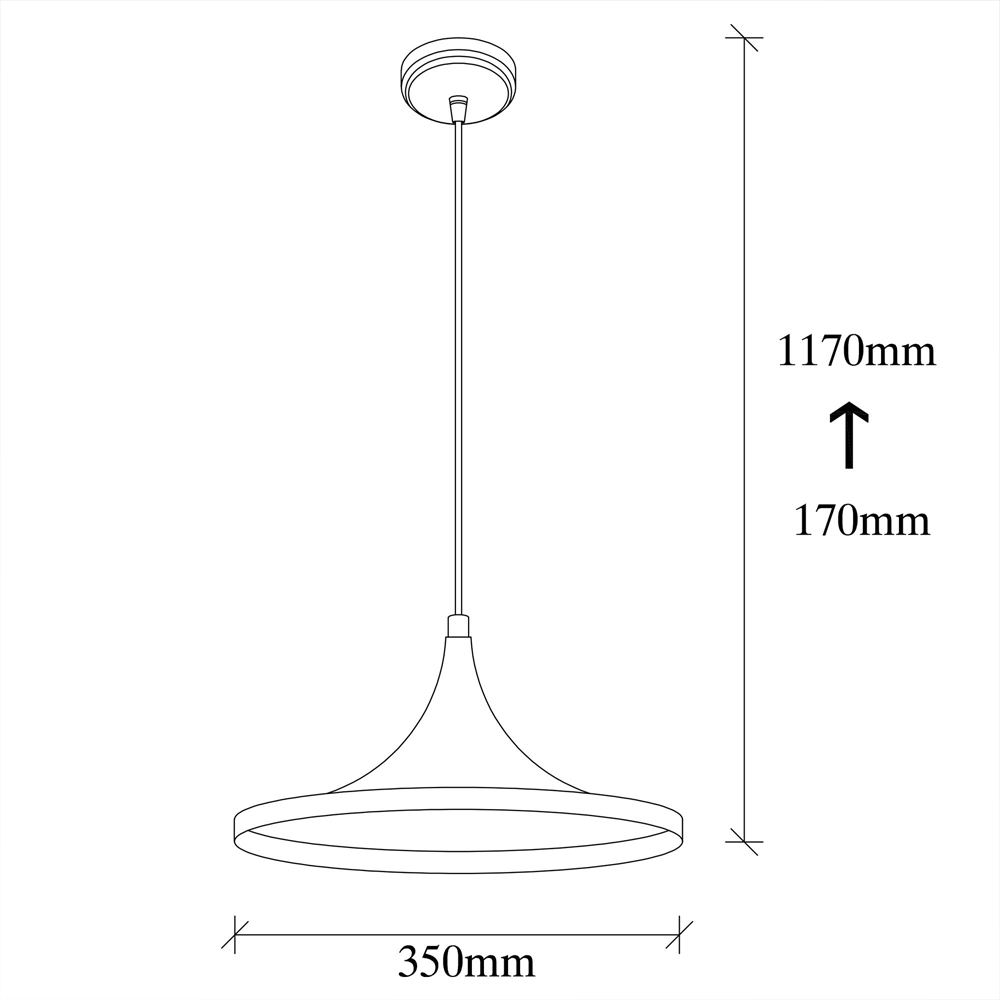 Elmas Metal Wide Shade Pendant Light in Black and Red