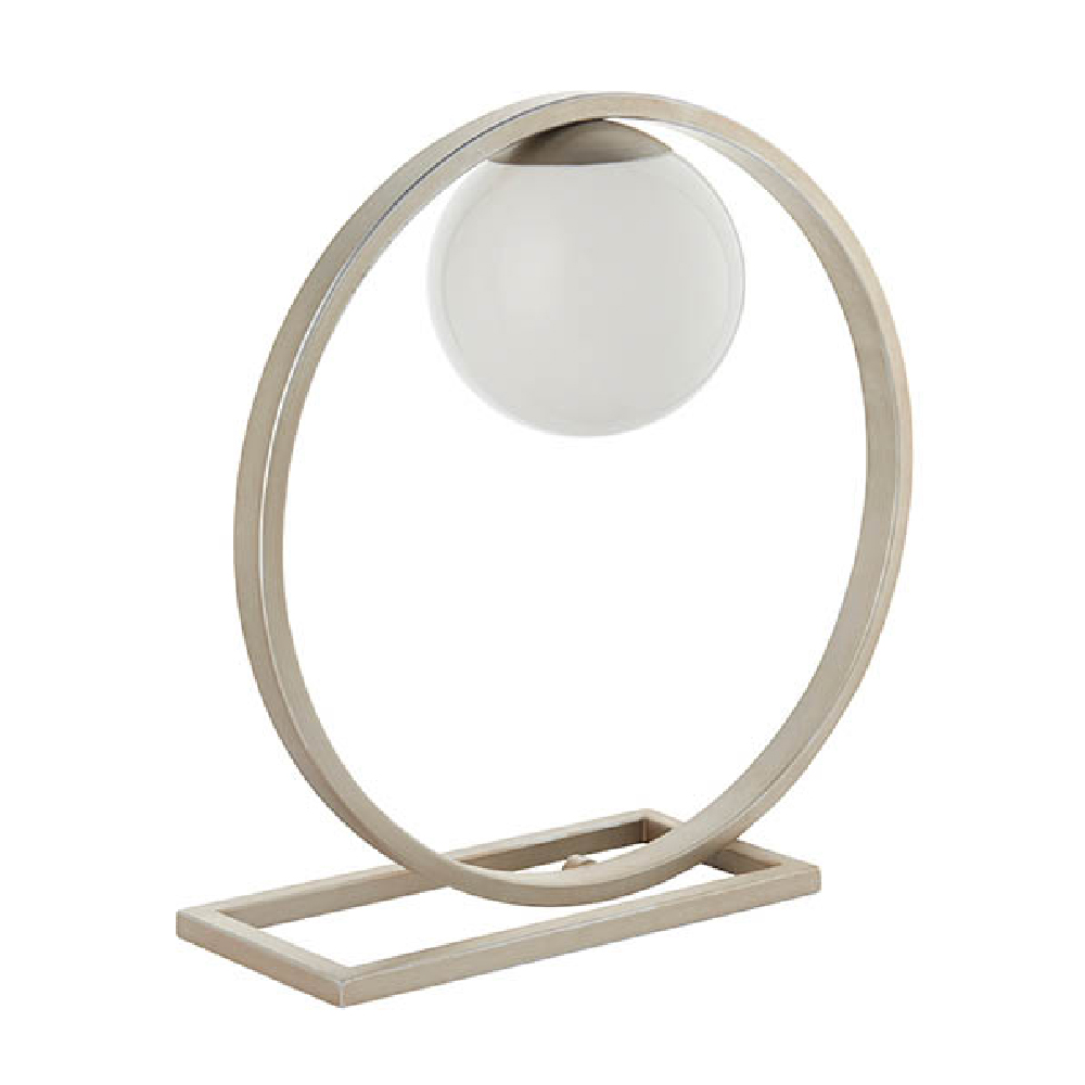 Elmira Gloss Opal Glass Table Lamp In Silver