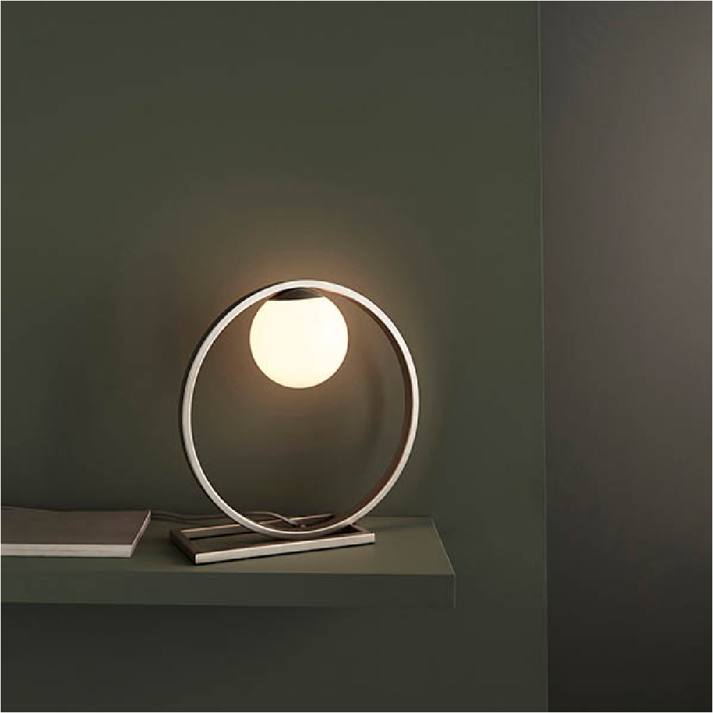 Read more about Elmira gloss opal glass table lamp in silver