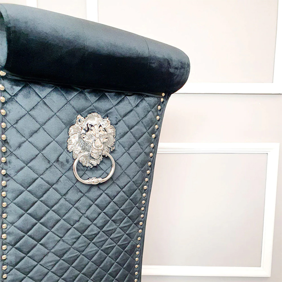 Elmira Lion Knocker Black Velvet Dining Chairs In Pair Furniture in