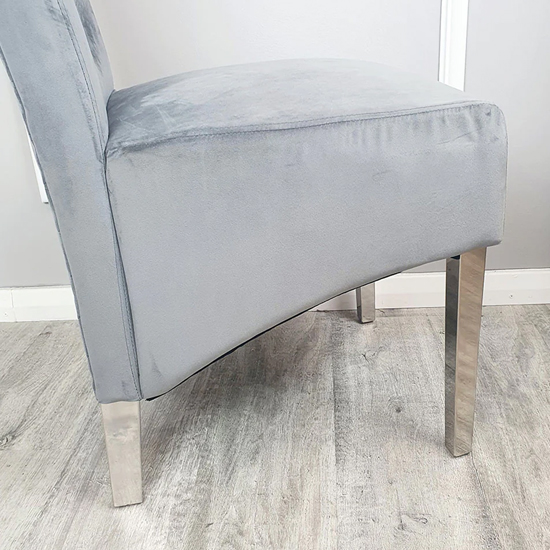 Elmira Lion Knocker Dark Grey Velvet Dining Chairs In Pair