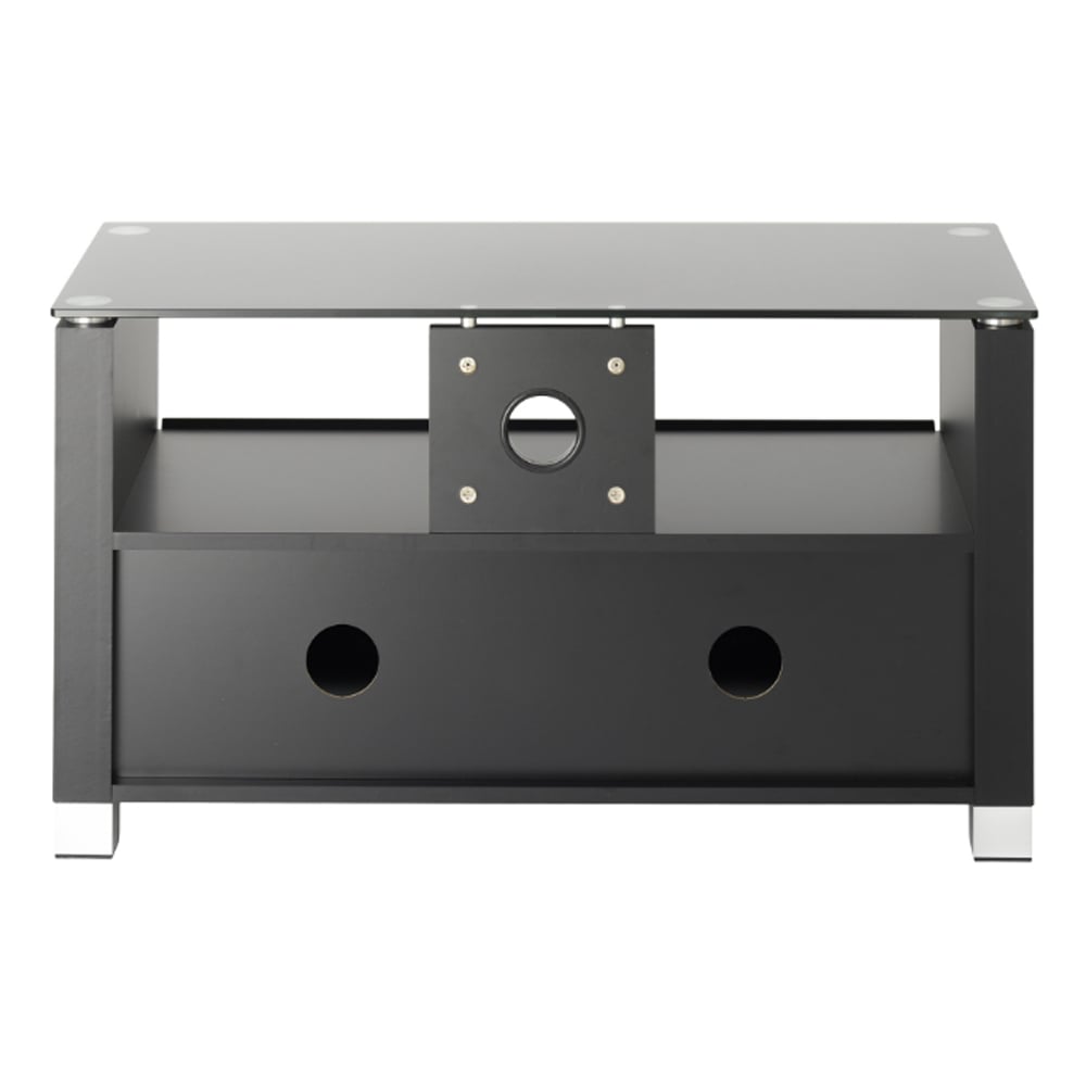 Elmira Milan Wooden TV Stand With Glass Top In Black