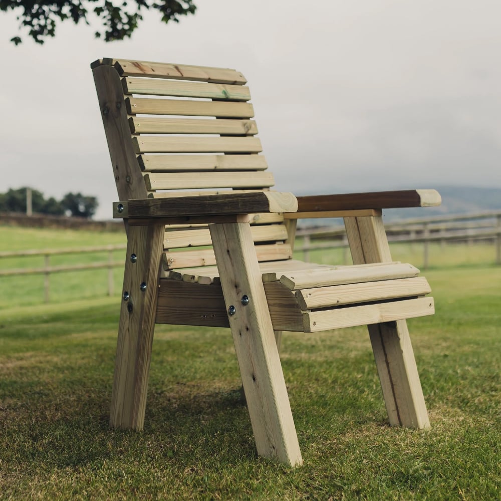 Elmira Wooden Garden Seating Chair In Natural