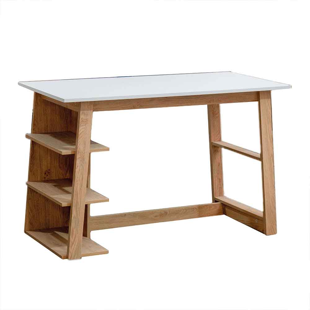 Elmira Wooden Laptop Desk With 3 Shelves - White And Walnut