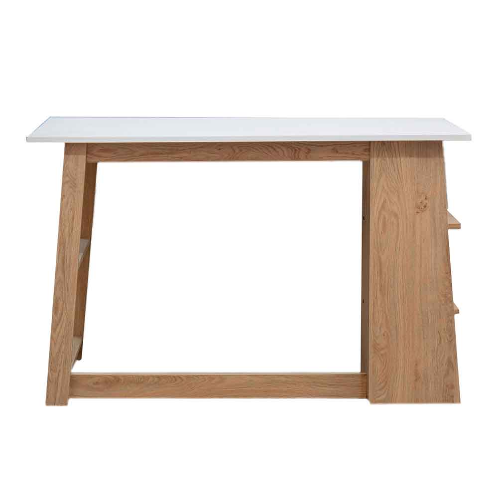 Elmira Wooden Laptop Desk With 3 Shelves - White And Walnut