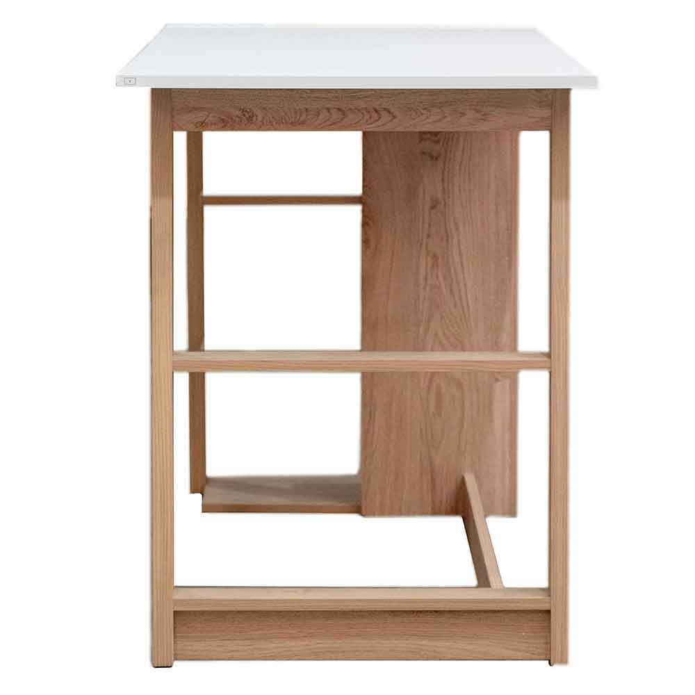 Elmira Wooden Laptop Desk With 3 Shelves - White And Walnut