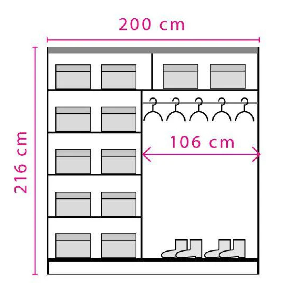 Elmira Wooden Wardrobe 200cm With 2 Sliding Doors In Sonoma Oak