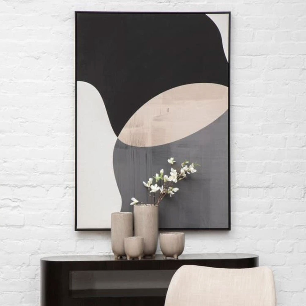 Elmiron Canvas Abstract Design Wall Art with Black Wooden Frame in Multicolour