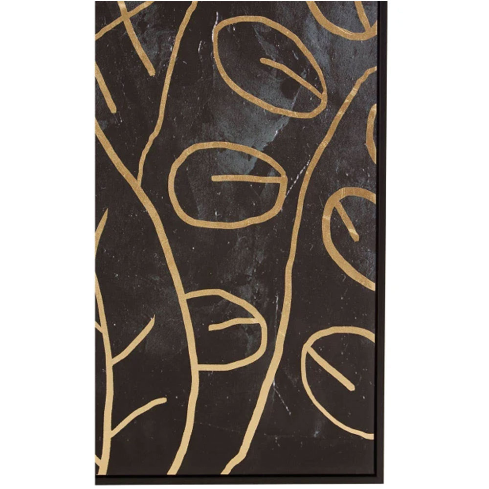 Elmiron Canvas Abstract Leaf Design Wall Art in Black and Gold
