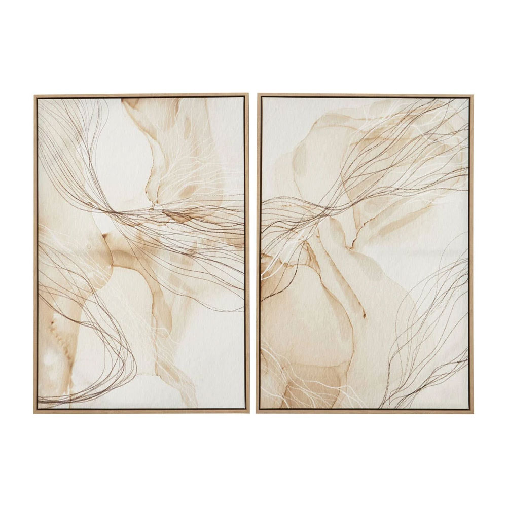 Elmiron Canvas Abstract Set of Two Wall Art in Natural