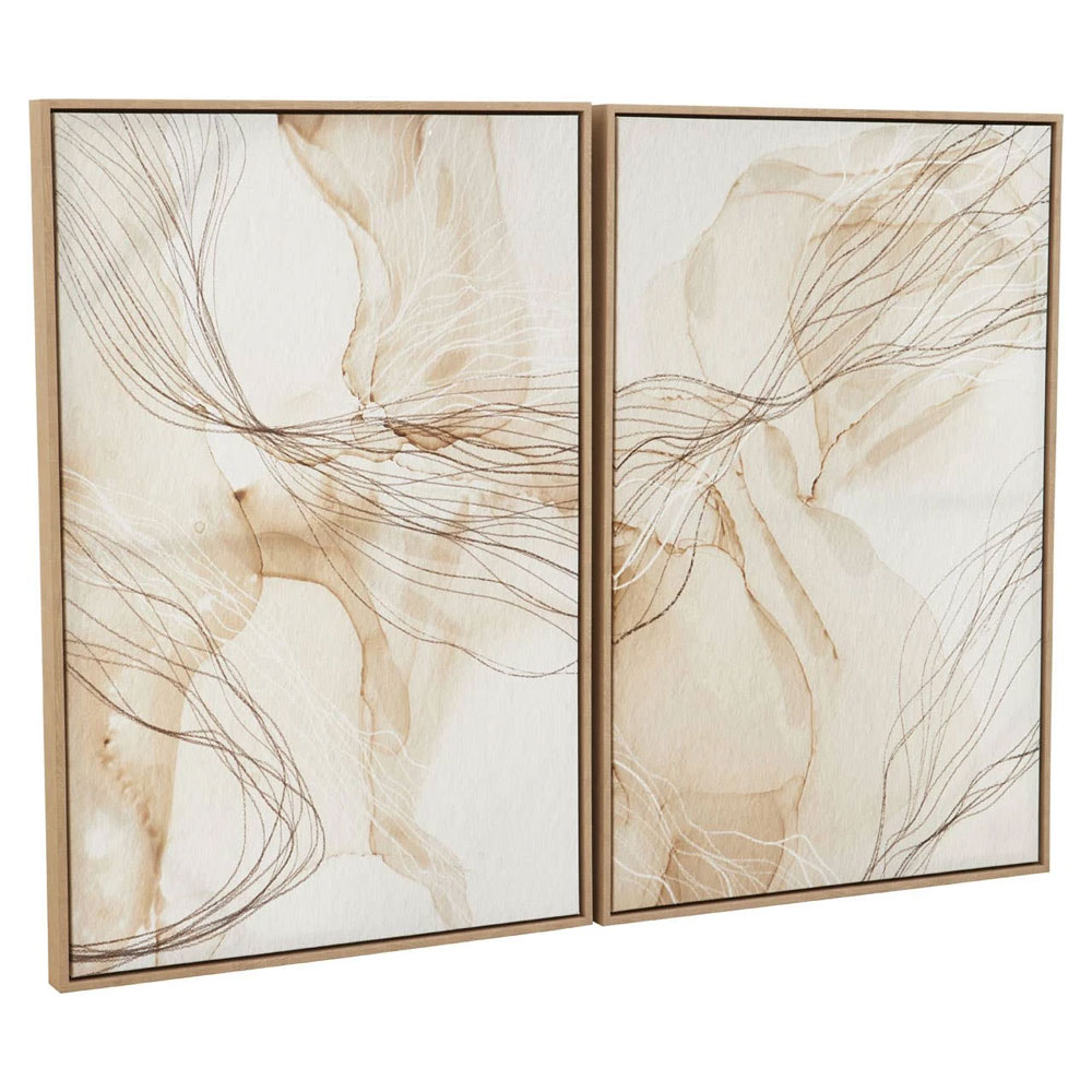 Elmiron Canvas Abstract Set of Two Wall Art in Natural