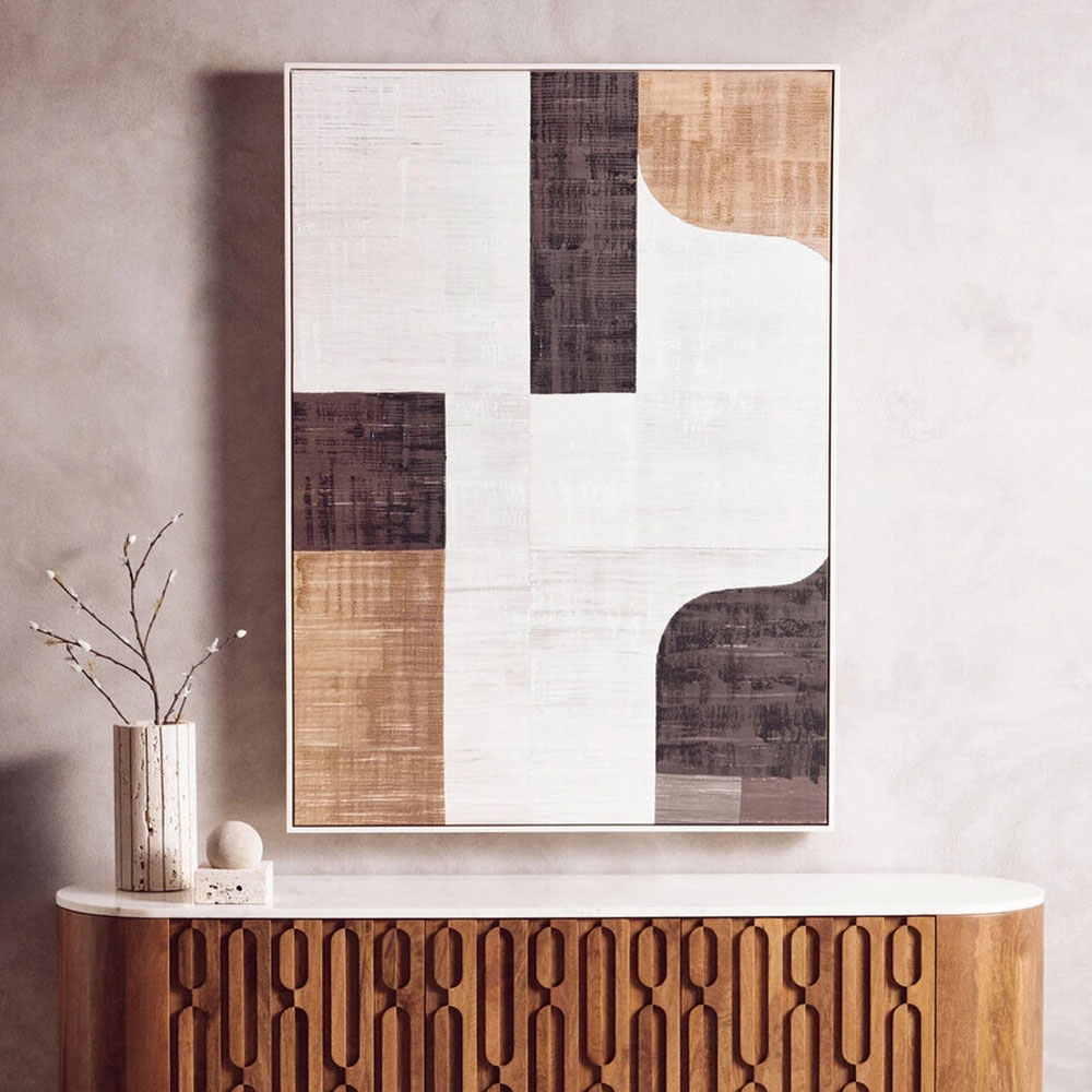 Elmiron Canvas Abstract Textured Wall Art in Neutral