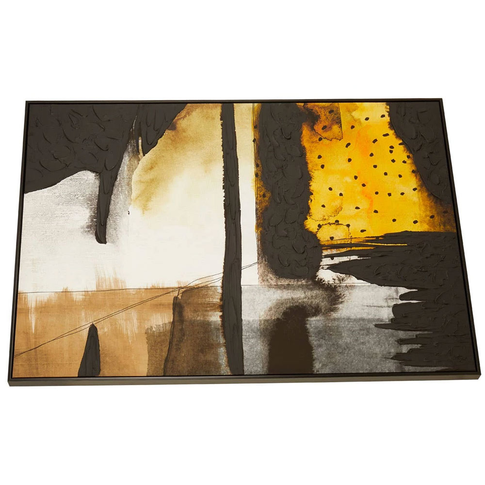 Elmiron Canvas Abstract Wall Art in Black And Ochre