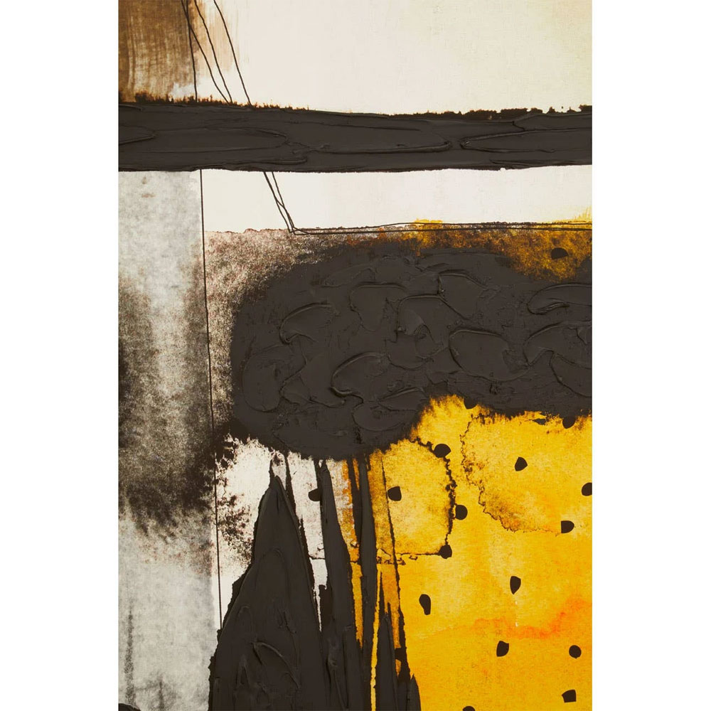 Elmiron Canvas Abstract Wall Art in Black And Ochre