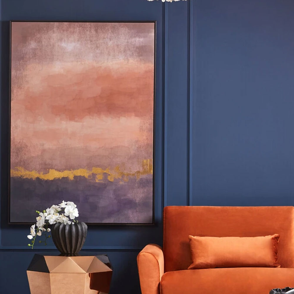Elmiron Canvas Abstract Wall Art with Gold Accent in Pink and Mauve Ombre