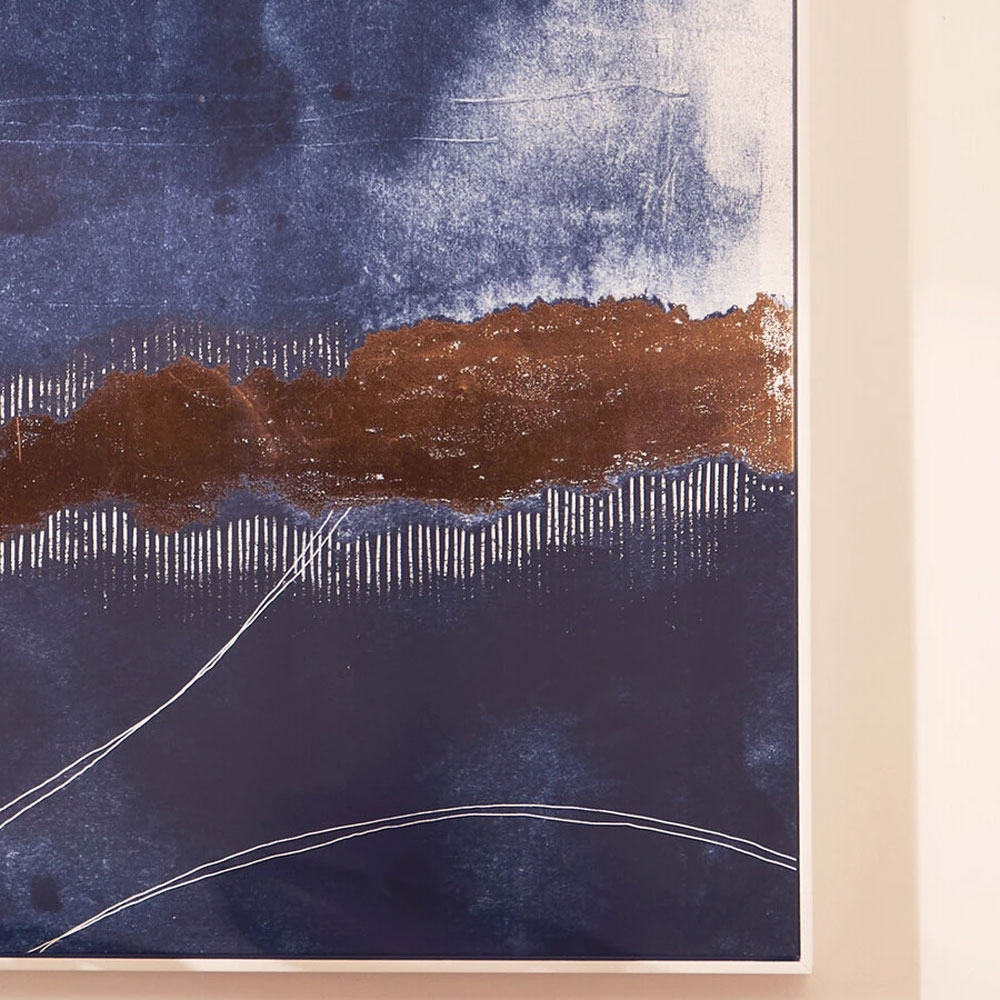 Elmiron Canvas Abstract Wall Art with Gold Accents in Blue