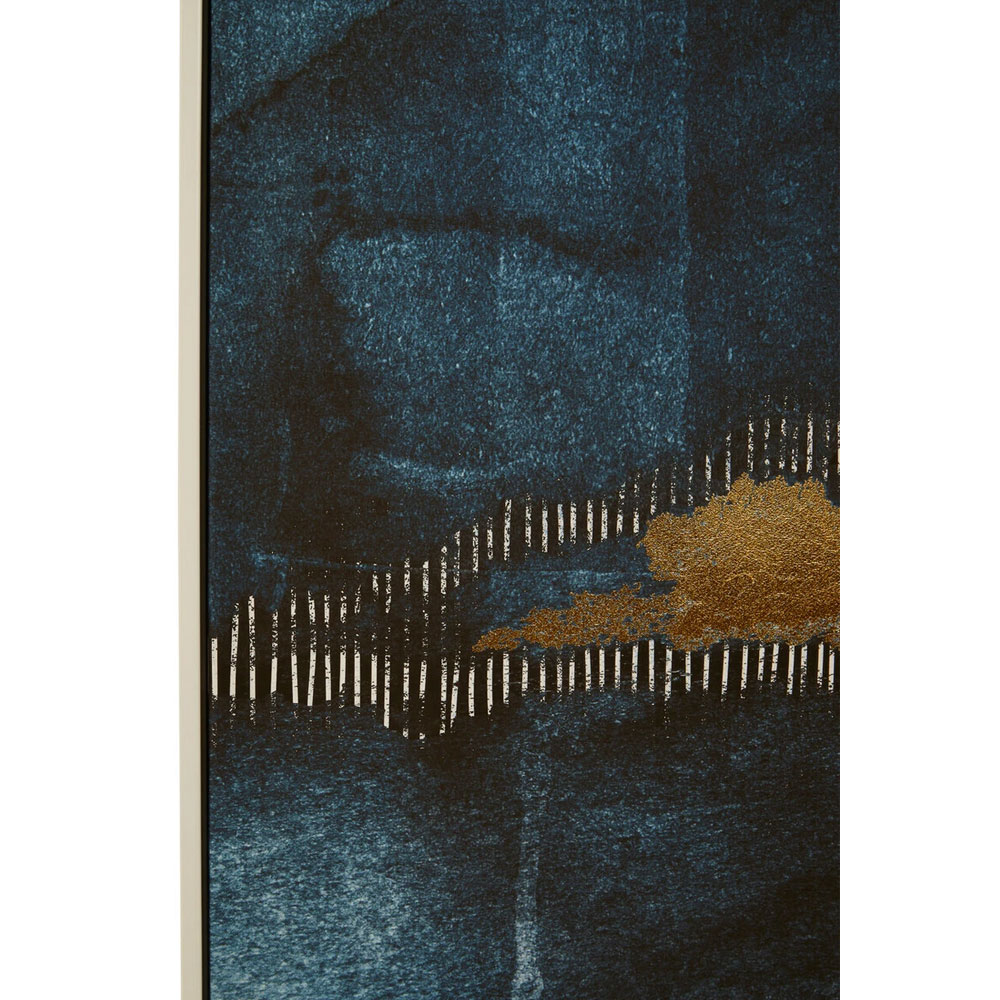 Elmiron Canvas Abstract Wall Art with Gold Accents in Blue