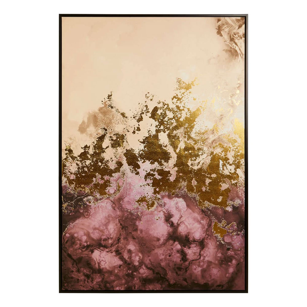 Elmiron Canvas Abstract Wall Art with Gold Accents in Cream and Mauve