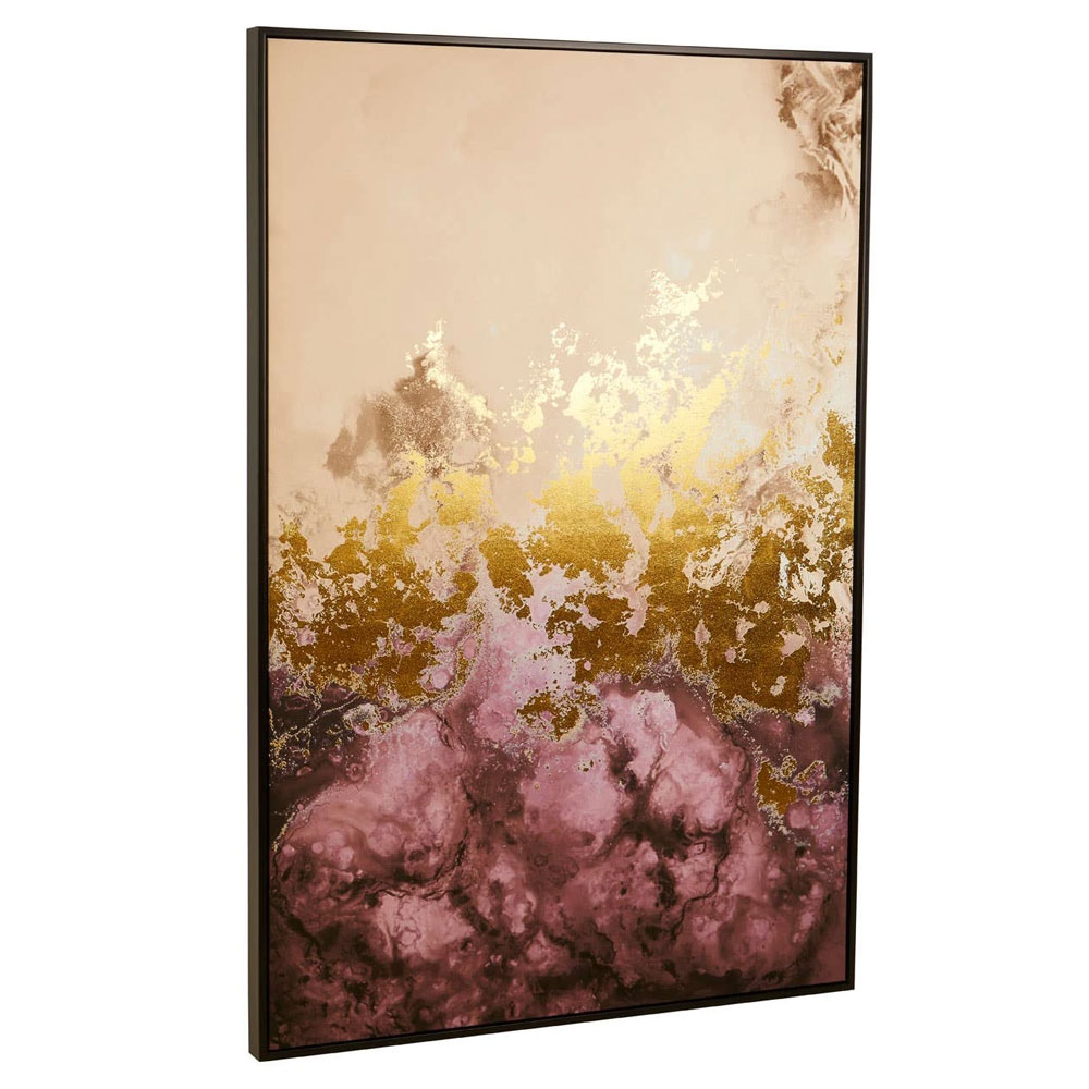 Elmiron Canvas Abstract Wall Art with Gold Accents in Cream and Mauve