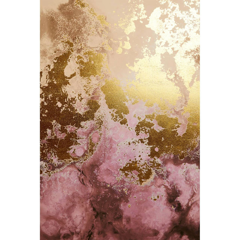 Elmiron Canvas Abstract Wall Art with Gold Accents in Cream and Mauve
