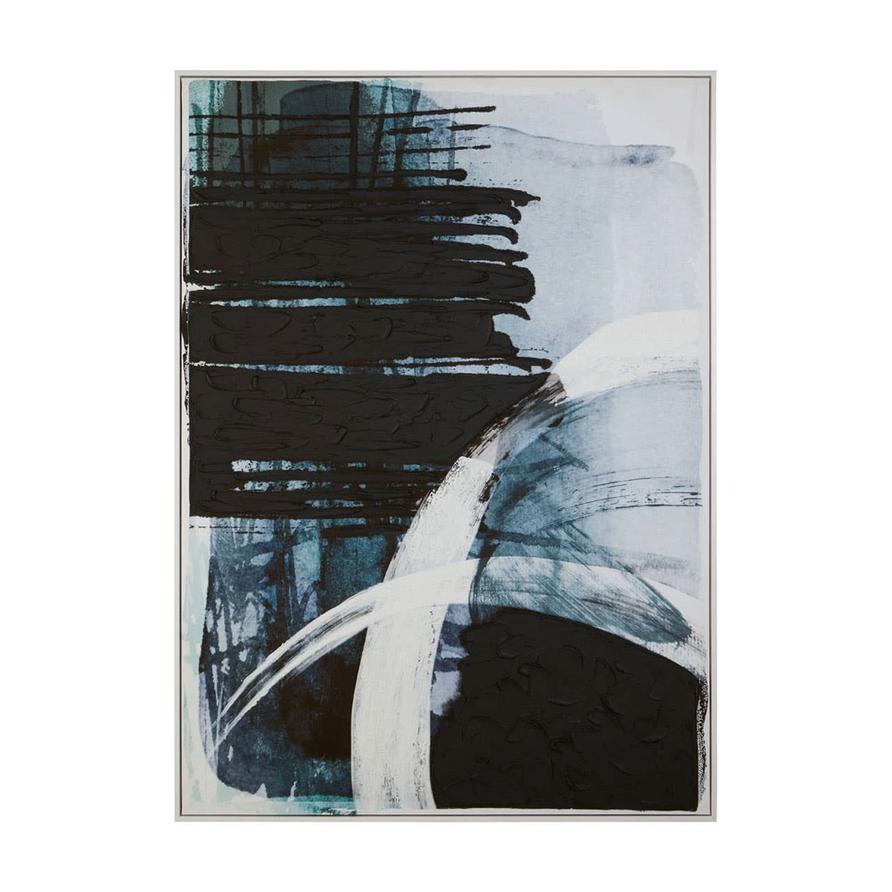 Elmiron Canvas Brushstroke Wall Art in Blue and Black