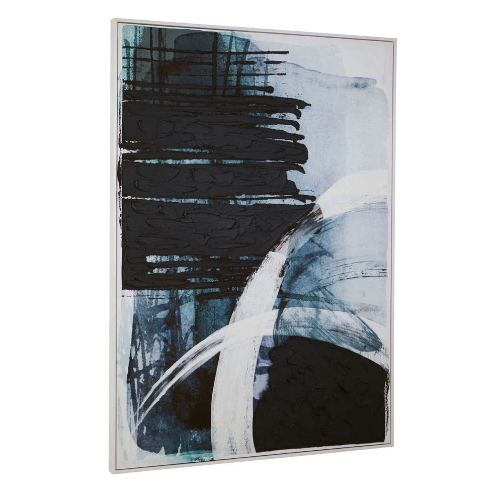 Elmiron Canvas Brushstroke Wall Art in Blue and Black