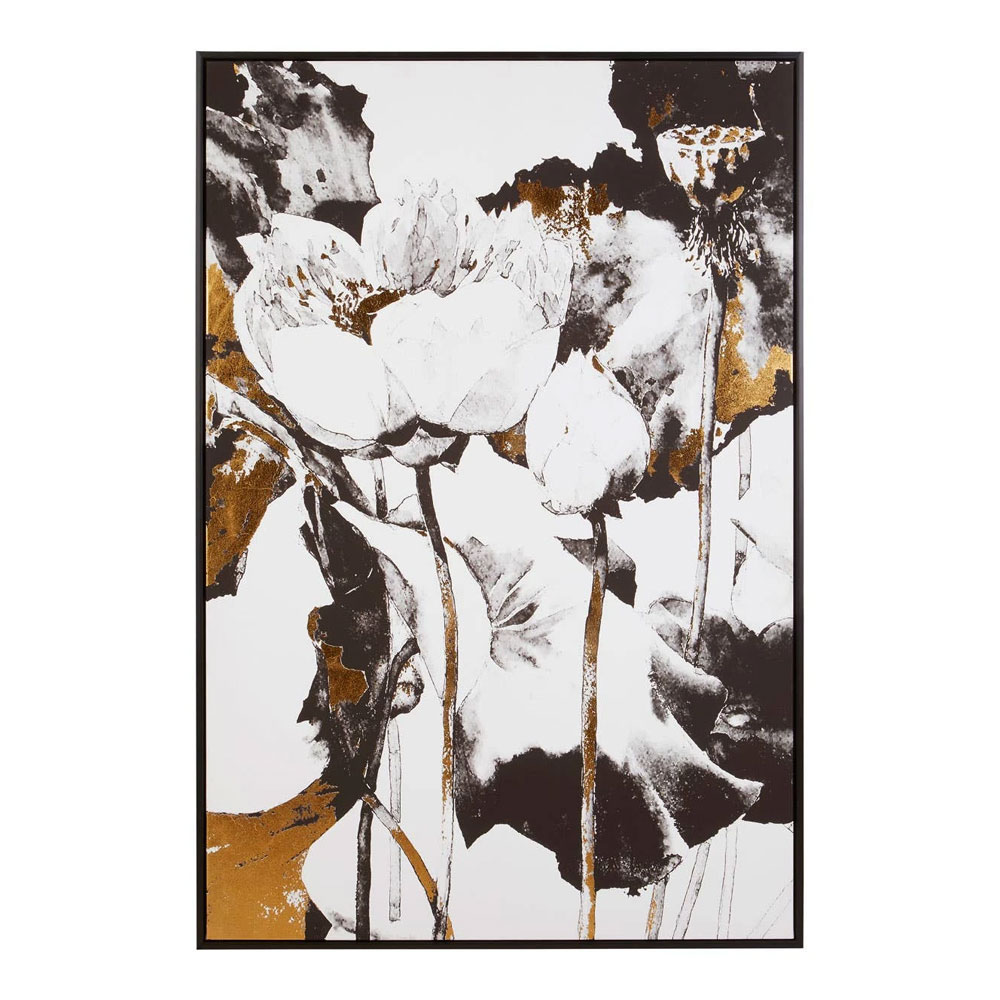 Elmiron Canvas Floral and Metallic Wall Art in Multicolour