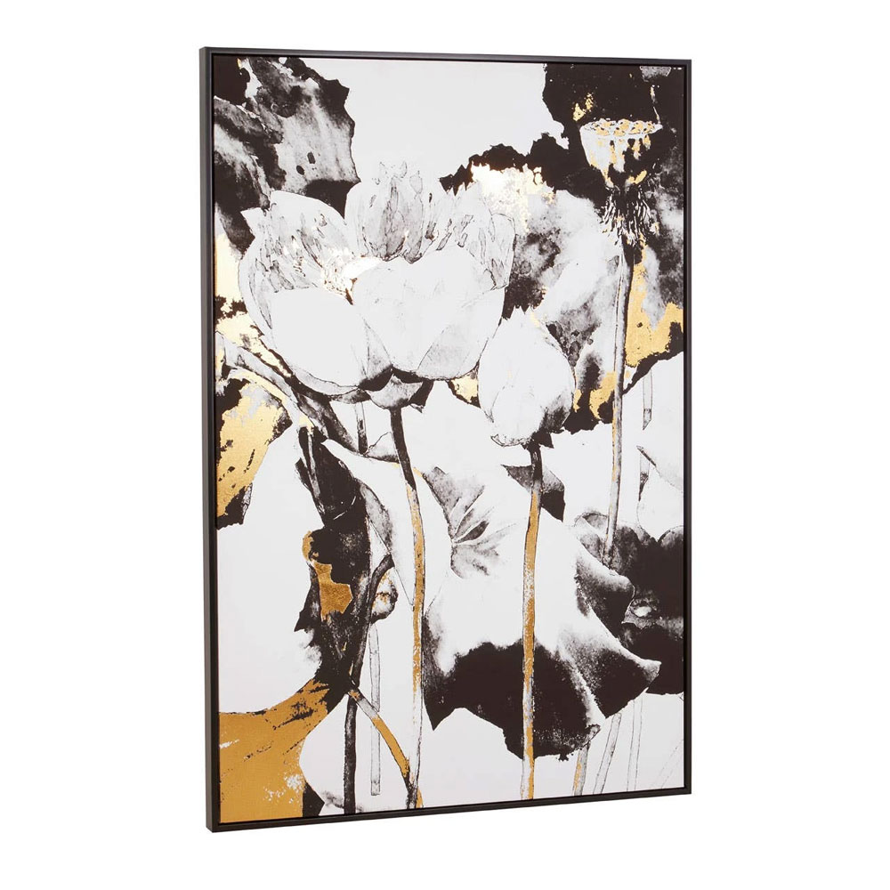 Elmiron Canvas Floral and Metallic Wall Art in Multicolour