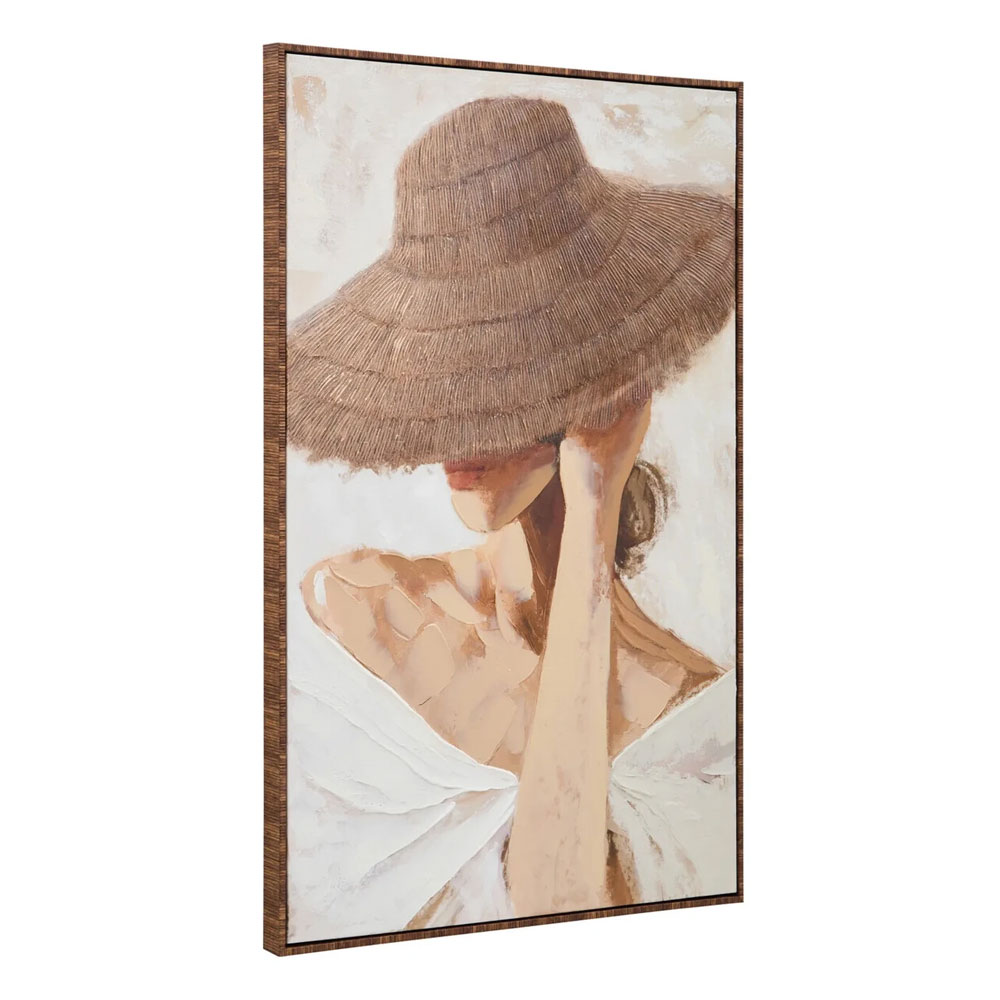 Elmiron Canvas Lady In The Straw Hat Wall Art in Multicolour