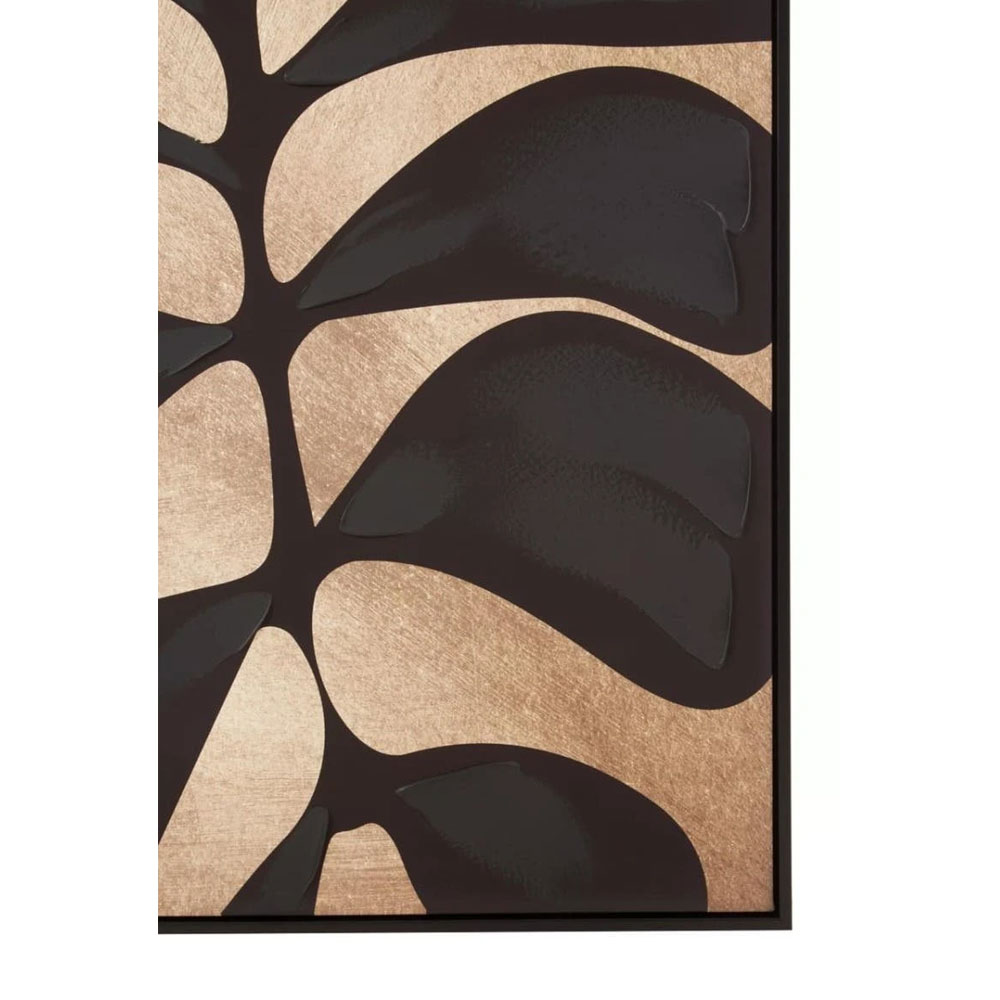 Elmiron Canvas Leaf Design Wall Art in Black and Gold
